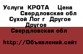 Услуги “КРОТА“ › Цена ­ 1 000 - Свердловская обл., Сухой Лог г. Другое » Другое   . Свердловская обл.